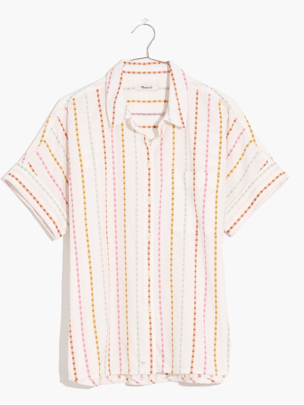 Madewell Daily Shirt in Jacquard Rainbow Stripe size L oversized button down - Picture 2 of 10